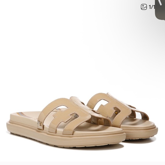 Sam Edelman Shoes - Sam Edelman Valeri Patent Leather Slides Tan Brown Slip On Size 10.5